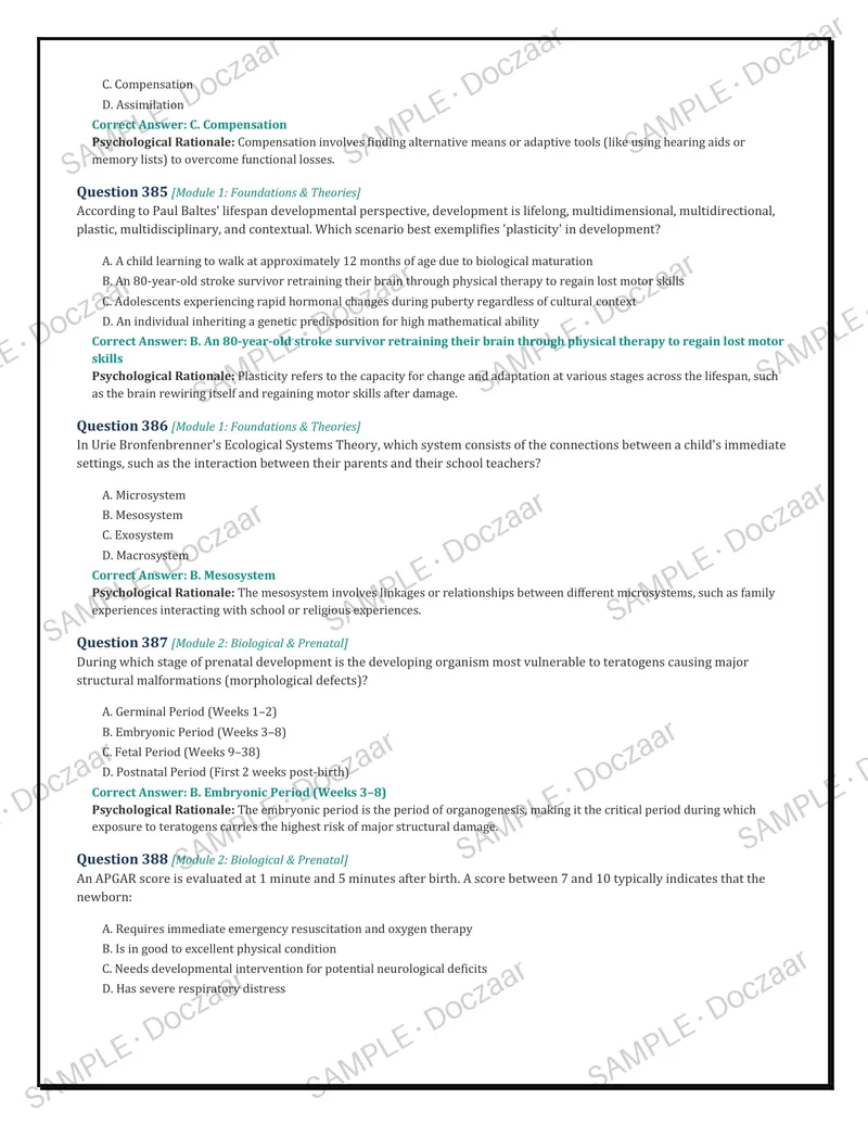 Preview page 91 of PSYC 210: DEVELOPMENTAL PSYCHOLOGY (MODULES 1–8)  COMPLETE 500 PRACTICE QUESTIONS & EXPLANATIONS  [LATEST 2026/2027 EDIT