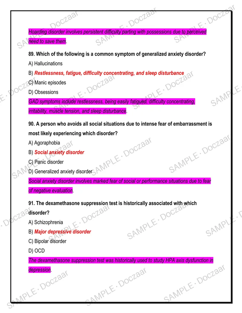 Preview page 29 of PSYC 210 Final Exam — Abnormal Psychology Portage  Learning Exam | Complete -Questions with Bold-Italic  Verified Answer