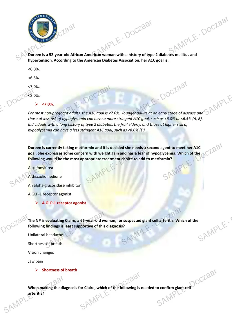 Preview page 7 of Family NP Posttest 1 Chamberlain NEWEST TEST EXAM 70 COMPREHENSIVE QUESTIONS /FREQUENTLY MOST TESTED QUESTIONS AND VER