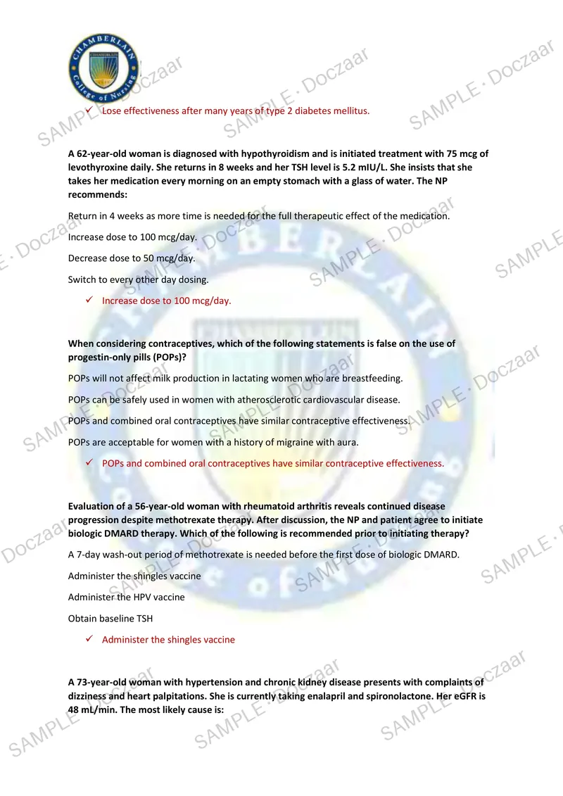 Preview page 14 of Family NP pretest 3 Chamberlain NEWEST TEST EXAM 70  COMPREHENSIVE QUESTIONS /FREQUENTLY MOST TESTED  QUESTIONS AND VERI