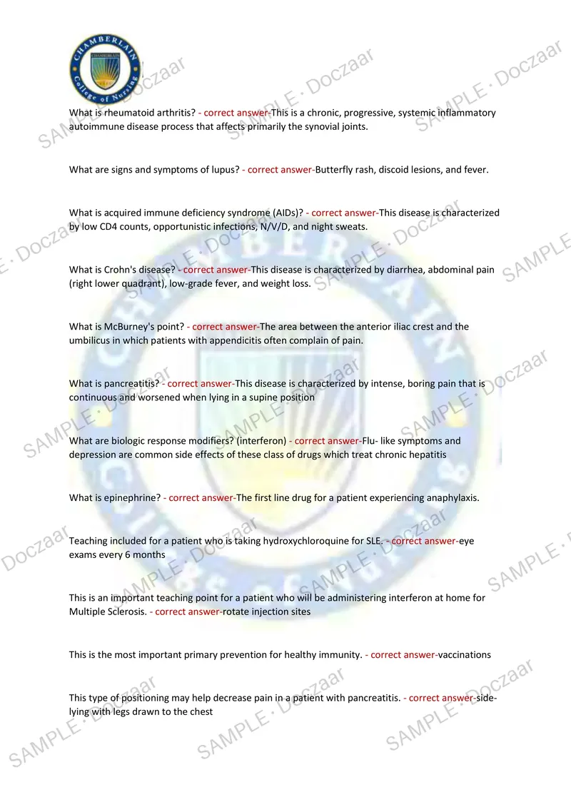Preview page 21 of NUR 305A Final Exam Chamberlain NEWEST TEST EXAM 130 COMPREHENSIVE QUESTIONS /FREQUENTLY MOST TESTED QUESTIONS AND VER