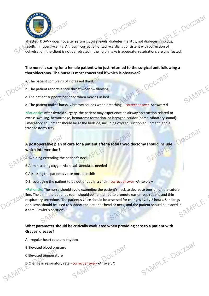Preview page 5 of NUR 305A Final Exam Chamberlain NEWEST TEST EXAM 130 COMPREHENSIVE QUESTIONS /FREQUENTLY MOST TESTED QUESTIONS AND VER
