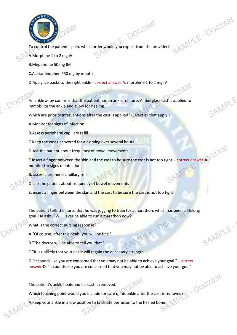 Preview page 32 of NUR 305A Final Exam Chamberlain NEWEST TEST EXAM 130 COMPREHENSIVE QUESTIONS /FREQUENTLY MOST TESTED QUESTIONS AND VER