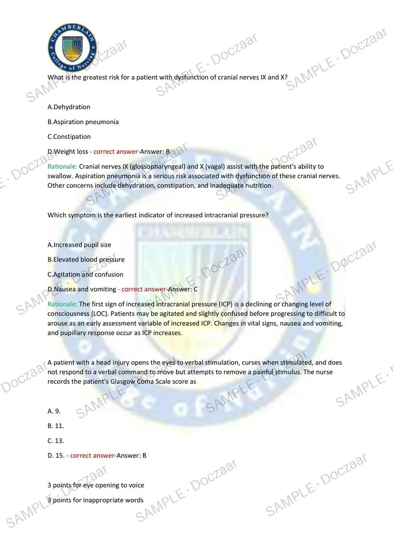 Preview page 26 of NUR 305A Final Exam Chamberlain NEWEST TEST EXAM 130 COMPREHENSIVE QUESTIONS /FREQUENTLY MOST TESTED QUESTIONS AND VER