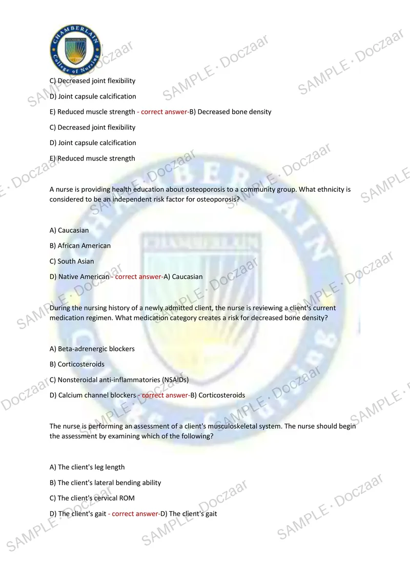 Preview page 58 of Health Assessment Exam2 TestBank Chamberlain NEWEST TEST EXAM 250 COMPREHENSIVE QUESTIONS /FREQUENTLY MOST TESTED QUES