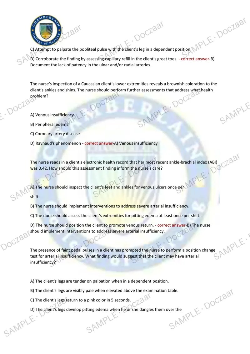 Preview page 43 of Health Assessment Exam2 TestBank Chamberlain NEWEST TEST EXAM 250 COMPREHENSIVE QUESTIONS /FREQUENTLY MOST TESTED QUES