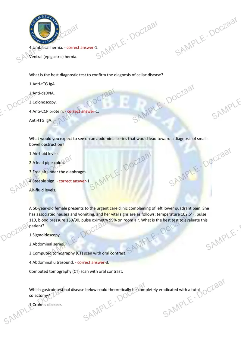 Preview page 17 of NR511 Chamberlain NEWEST TEST EXAM 140  COMPREHENSIVE QUESTIONS /FREQUENTLY MOST  TESTED QUESTIONS AND VERIFIED SOLUTION