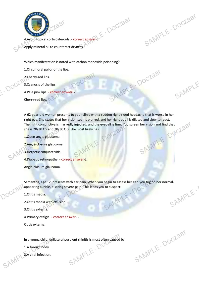 Preview page 30 of NR511 Chamberlain NEWEST TEST EXAM 140  COMPREHENSIVE QUESTIONS /FREQUENTLY MOST  TESTED QUESTIONS AND VERIFIED SOLUTION