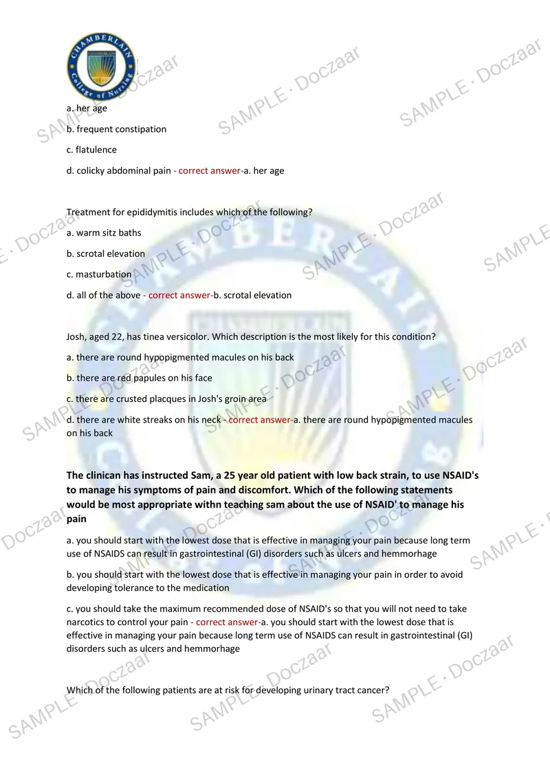 Preview page 11 of NUR 511 FINAL EXAM Chamberlain NEWEST TEST EXAM 100 COMPREHENSIVE QUESTIONS /FREQUENTLY MOST TESTED QUESTIONS AND VERI