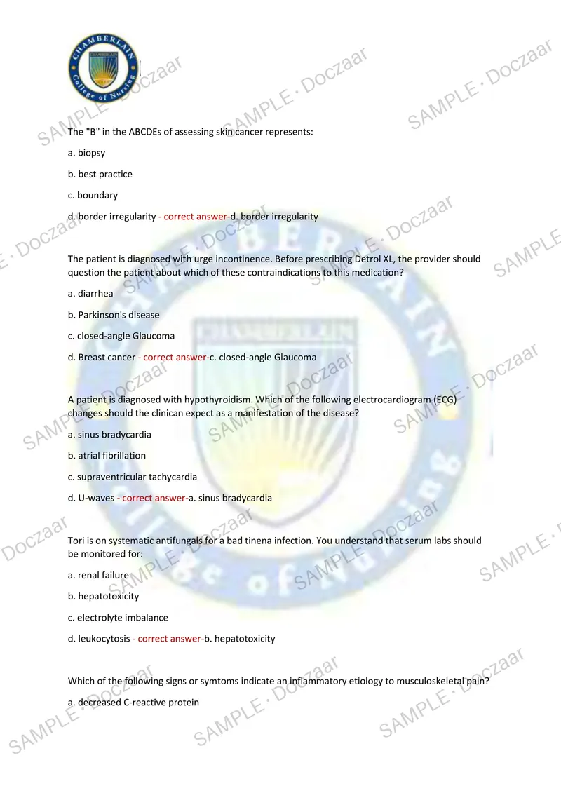 Preview page 19 of NUR 511 FINAL EXAM Chamberlain NEWEST TEST EXAM 100 COMPREHENSIVE QUESTIONS /FREQUENTLY MOST TESTED QUESTIONS AND VERI