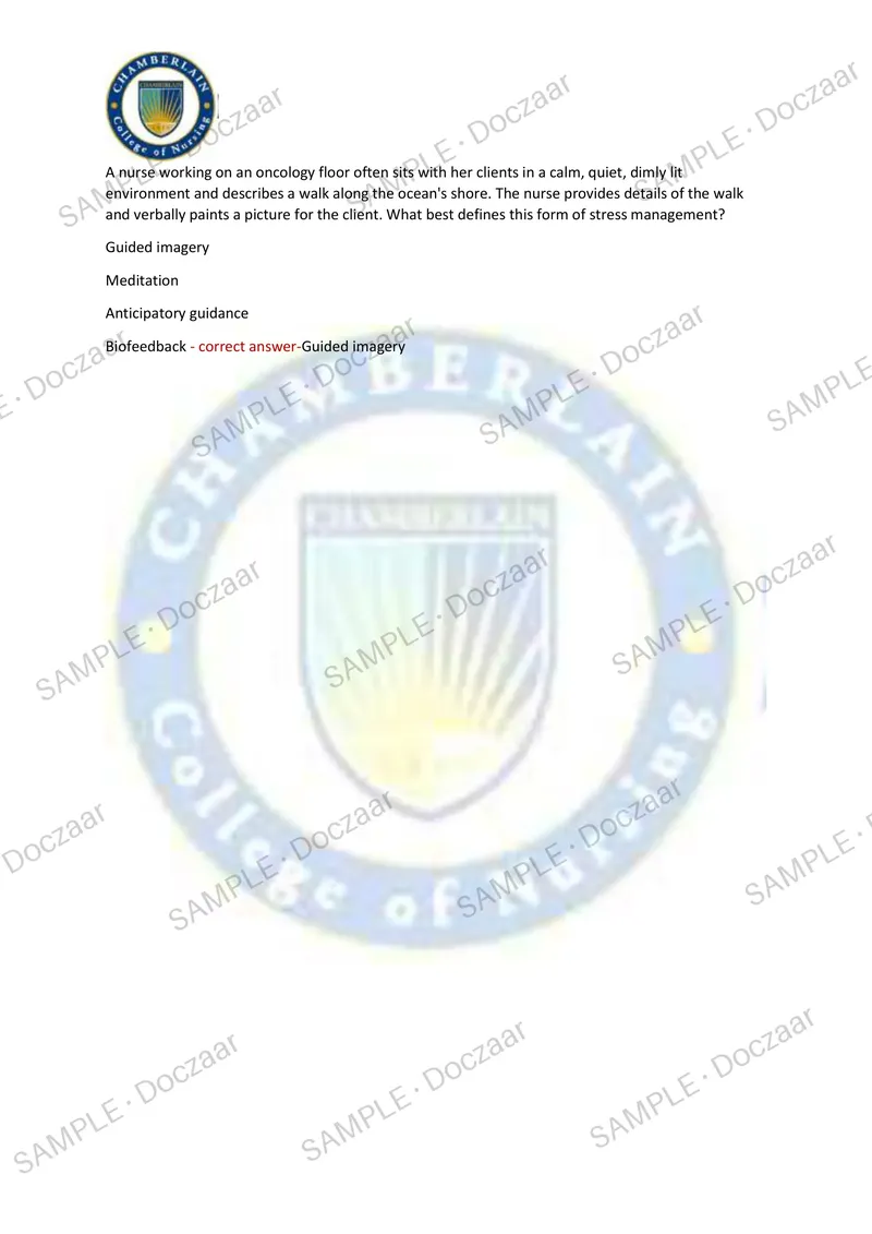 Preview page 50 of NUR 230 MIDTERM EXAM Chamberlain NEWEST TEST  EXAM 200 COMPREHENSIVE QUESTIONS /FREQUENTLY  MOST TESTED QUESTIONS AND VE
