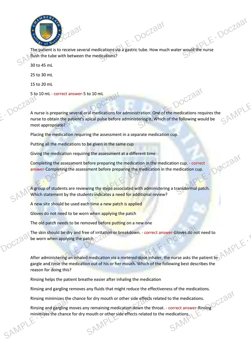 Preview page 28 of NUR 230 FINAL EXAM Chamberlain NEWEST TEST EXAM  200 COMPREHENSIVE QUESTIONS /FREQUENTLY MOST  TESTED QUESTIONS AND VERI