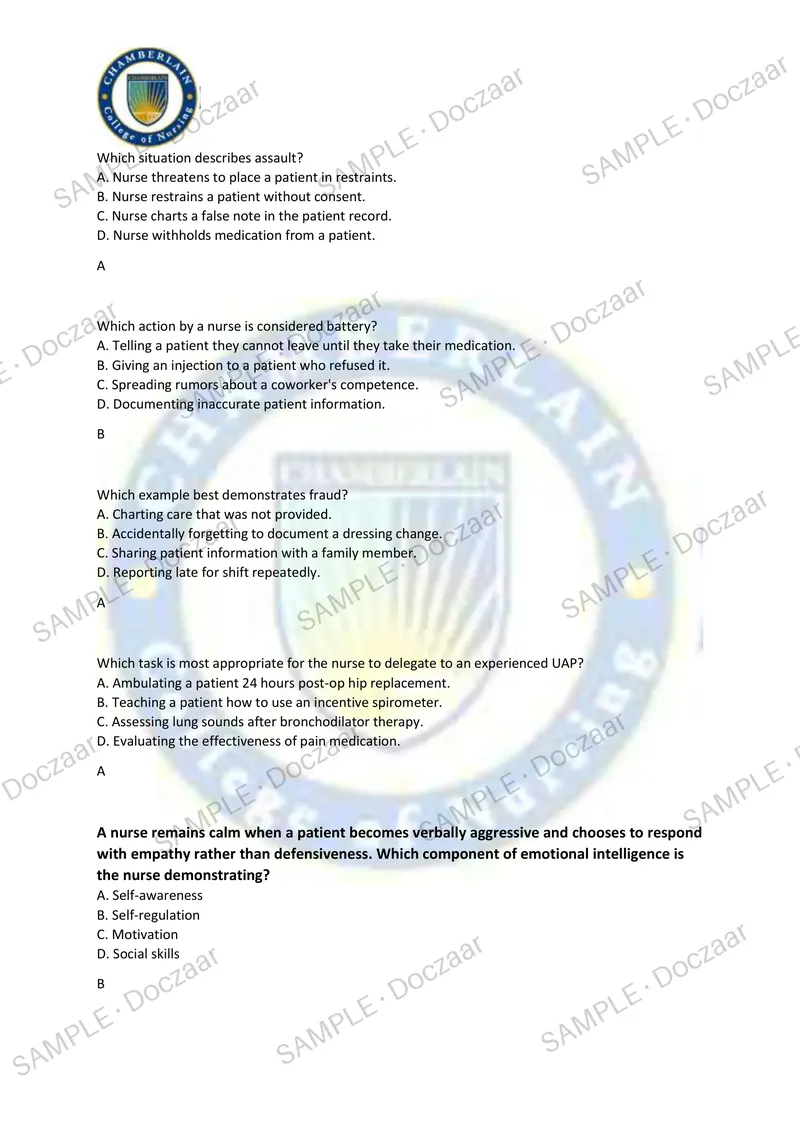 Preview page 4 of NR446 EXAM1 Chamberlain NEWEST TEST EXAM 70  COMPREHENSIVE QUESTIONS /FREQUENTLY MOST TESTED  QUESTIONS AND VERIFIED SOL