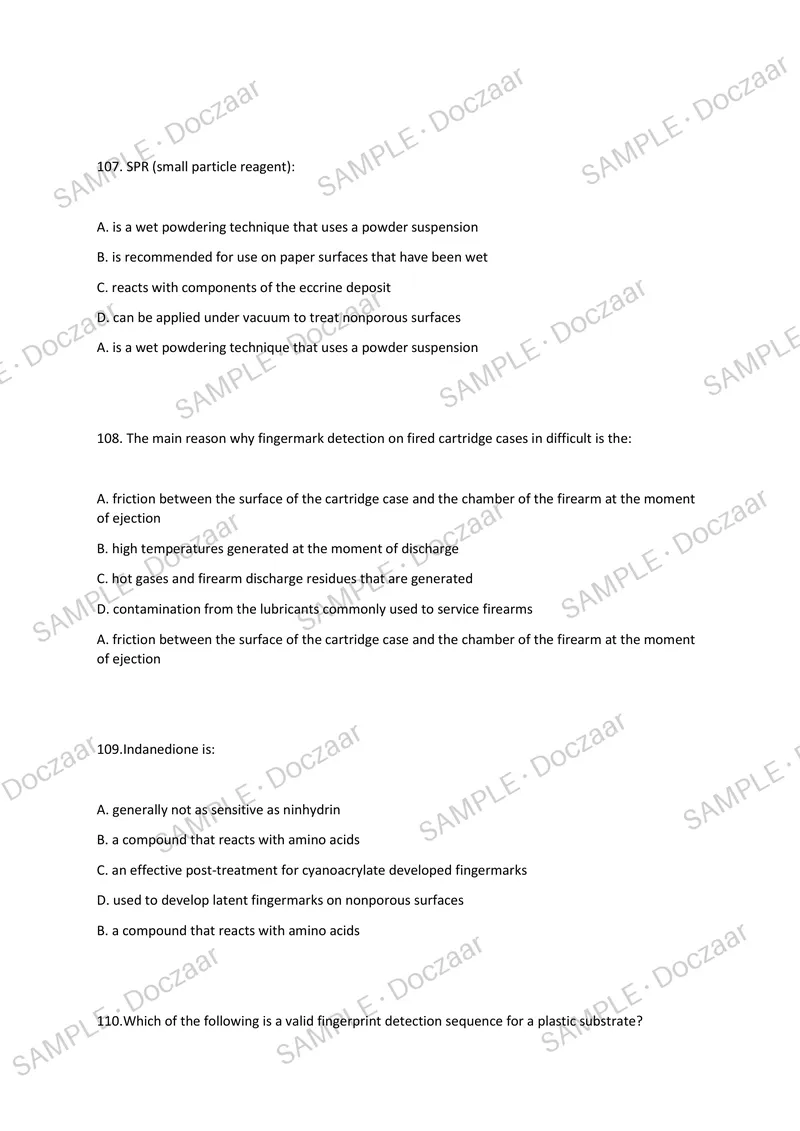 Preview page 32 of Forensic Science Final Exam 2026/2027 NEWEST  TESTBANK EXAM 250 COMPREHENSIVE QUESTIONS  /FREQUENTLY MOST TESTED QUESTIO