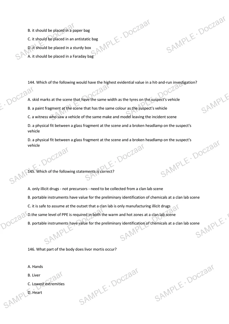Preview page 43 of Forensic Science Final Exam 2026/2027 NEWEST  TESTBANK EXAM 250 COMPREHENSIVE QUESTIONS  /FREQUENTLY MOST TESTED QUESTIO