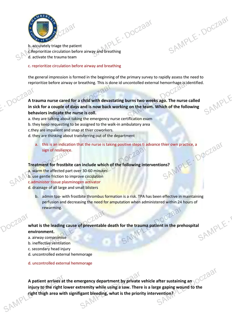 Preview page 11 of TNCC 9 TH EDITION FINAL Final  2026/2027  NEWEST TEST EXAM 100 COMPREHENSIVE  QUESTIONS /FREQUENTLY MOST TESTED QUESTION