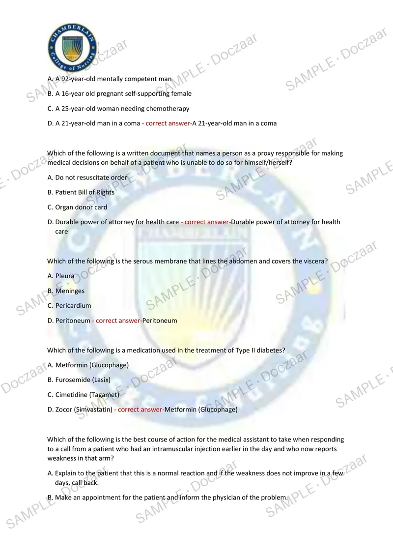 Preview page 33 of CMA (AAMA) Exam 2026/2027 | 200 High-Yield Questions & Verified Answers | Latest Test Prep | Recent & Most Tested Topics