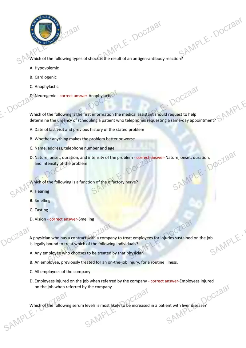 Preview page 43 of CMA (AAMA) Exam 2026/2027 | 200 High-Yield Questions & Verified Answers | Latest Test Prep | Recent & Most Tested Topics