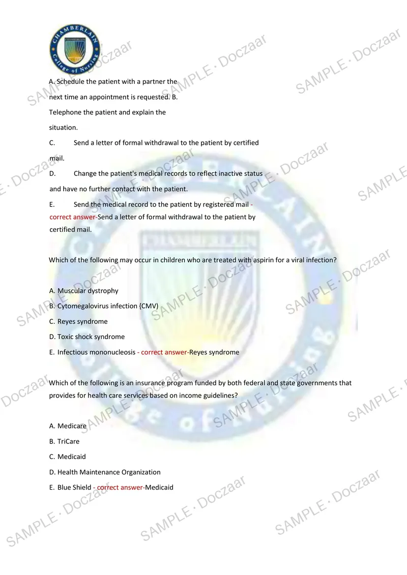 Preview page 36 of AAMA NEWEST 2026/2027 ACTUAL EXAM 200  QUESTIONS AND CORRECT (VERIFIED ANSWERS)  COVERING RECENT AND MOST TESTED QUESTIO