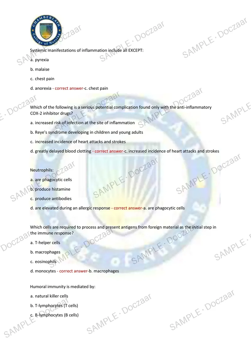 Preview page 27 of Pathophysiology Exam2 NEWEST 2026/2027 ACTUAL EXAM 180 QUESTIONS AND CORRECT (VERIFIED ANSWERS) COVERING RECENT AND MO