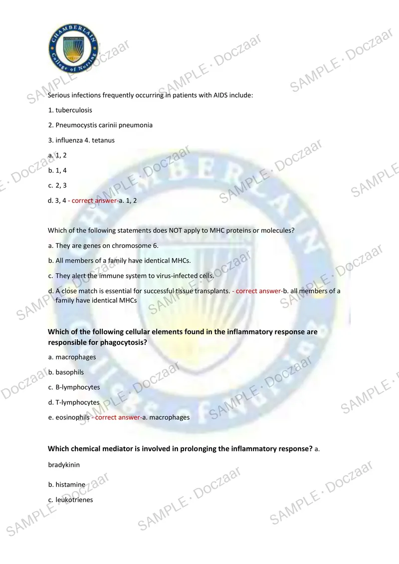 Preview page 4 of Pathophysiology Exam2 NEWEST 2026/2027 ACTUAL EXAM 180 QUESTIONS AND CORRECT (VERIFIED ANSWERS) COVERING RECENT AND MO