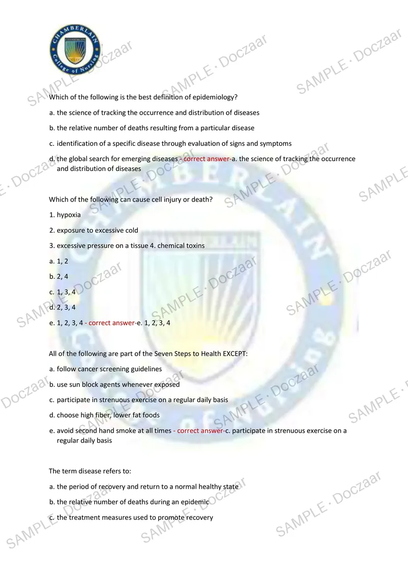 Preview page 9 of PATHOPHYSIOLOGY EXAM 1 2026/2027 | 180 HIGH-YIELD QUESTIONS & VERIFIED ANSWERS | UPDATED TEST PREP | RECENT & MOST TEST