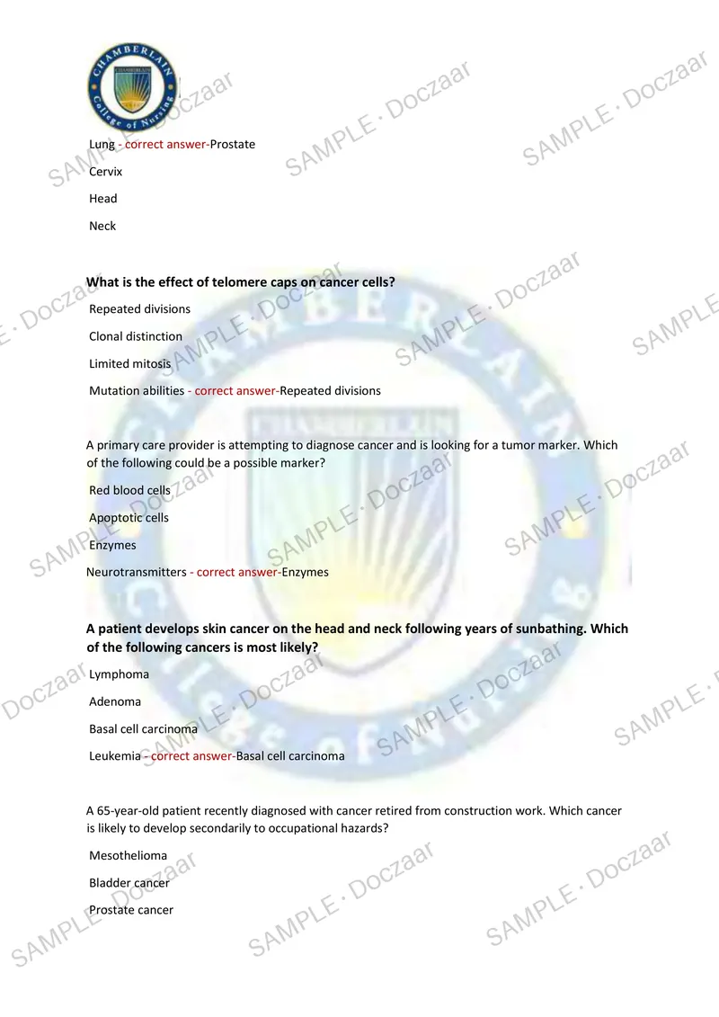 Preview page 11 of NIGHTINGALE PATHOPHYSIOLOGY FINAL EXAM 2026/2027 | 75 HIGH-YIELD QUESTIONS & VERIFIED ANSWERS | LATEST TEST PREP | RECEN