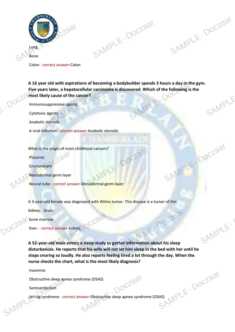 Preview page 10 of NIGHTINGALE PATHOPHYSIOLOGY MIDTERM EXAM 2026/2027 | 75 HIGH-YIELD QUESTIONS & VERIFIED ANSWERS | LATEST TEST PREP | REC