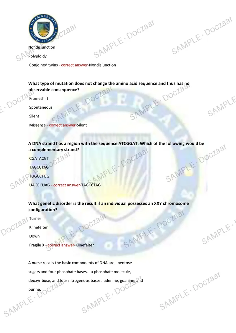 Preview page 5 of NIGHTINGALE PATHOPHYSIOLOGY MIDTERM EXAM 2026/2027 | 75 HIGH-YIELD QUESTIONS & VERIFIED ANSWERS | LATEST TEST PREP | REC