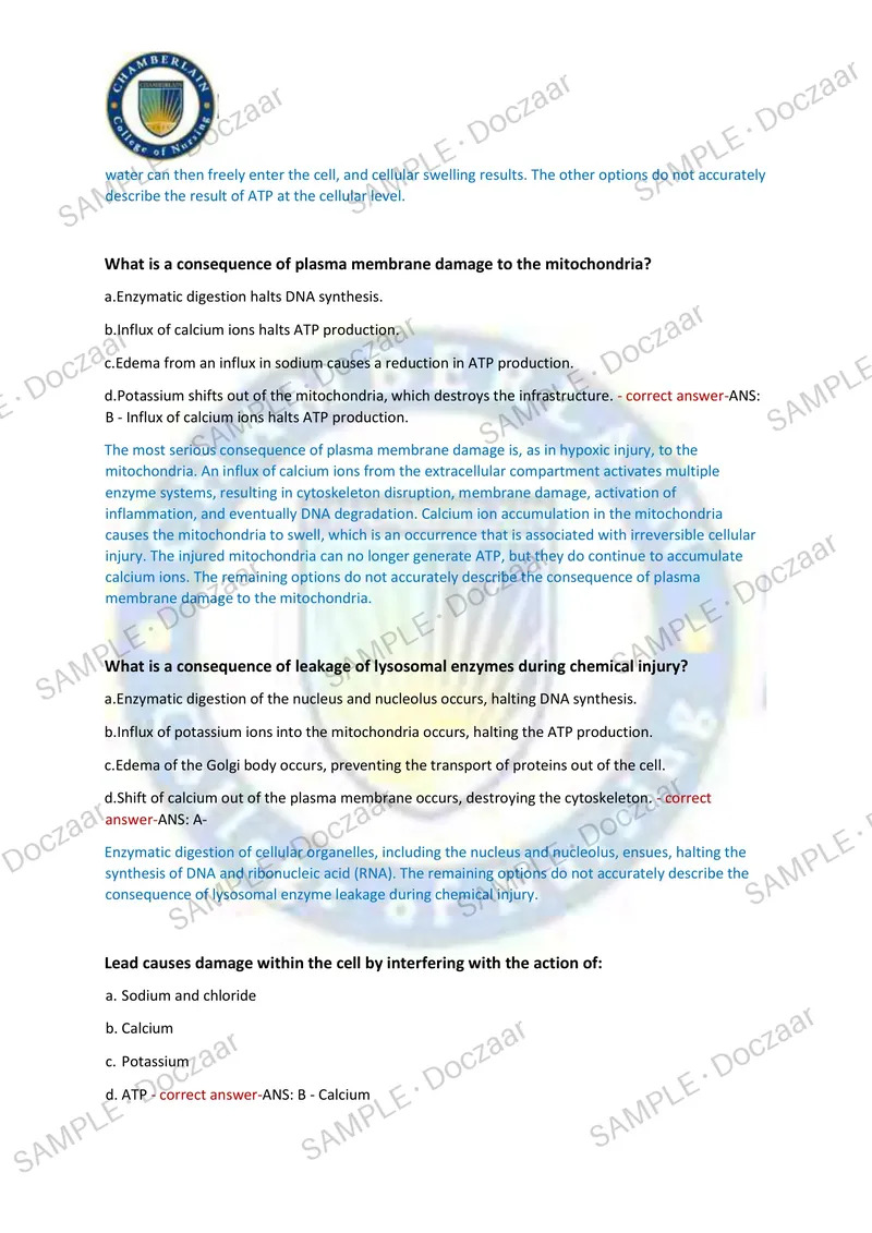 Preview page 20 of ADVANCED PATHOPHYSIOLOGY NS 838 EXAM 2026/2027 | 150 HIGH-YIELD QUESTIONS & VERIFIED ANSWERS | LATEST TEST PREP | RECENT