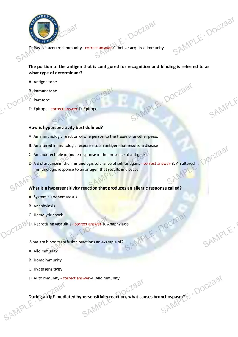 Preview page 8 of ADVANCED PATHOPHYSIOLOGY NS 838 EXAM 2026/2027 | 150 HIGH-YIELD QUESTIONS & VERIFIED ANSWERS | LATEST TEST PREP | RECENT