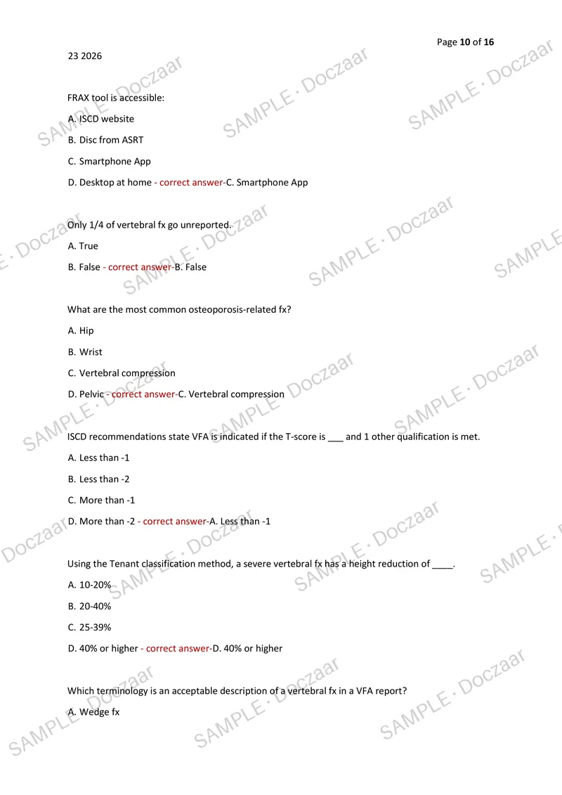 Preview page 10 of DXA MOCK EXAM 2026/2027 | 75 HIGH-YIELD QUESTIONS & VERIFIED ANSWERS | LATEST TEST PREP | RECENT & MOST TESTED TOPICS |