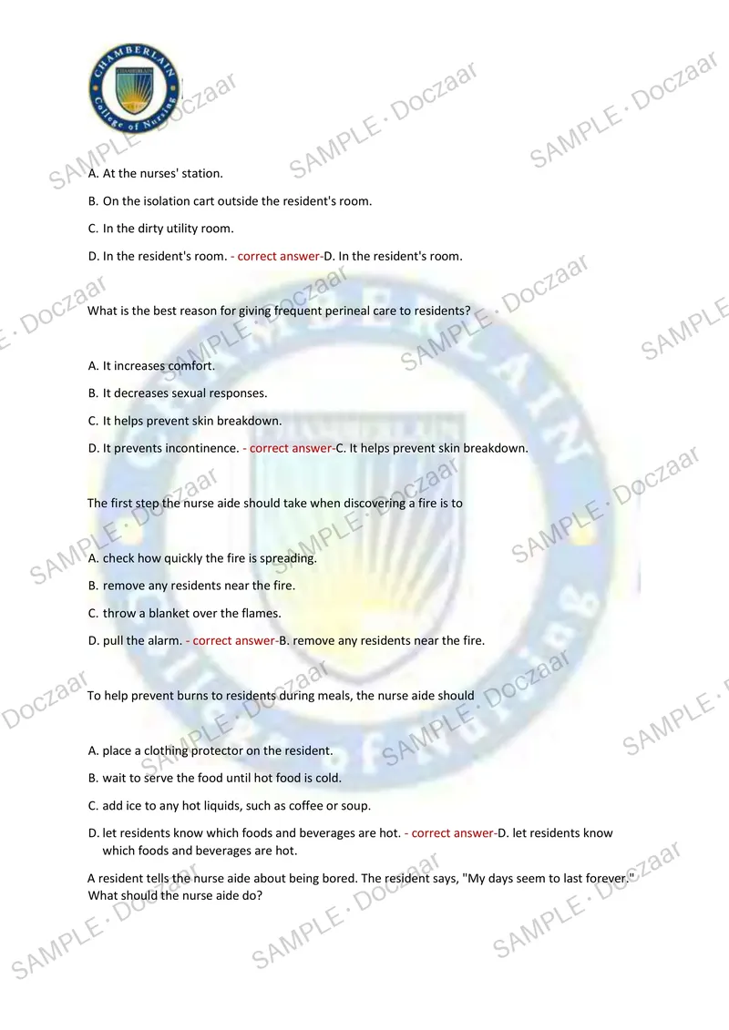 Preview page 26 of PROMETRIC CNA EXAM 2026/2027 | 350 HIGH-YIELD QUESTIONS & VERIFIED ANSWERS | LATEST TESTBANK | RECENT & MOST TESTED TOPI