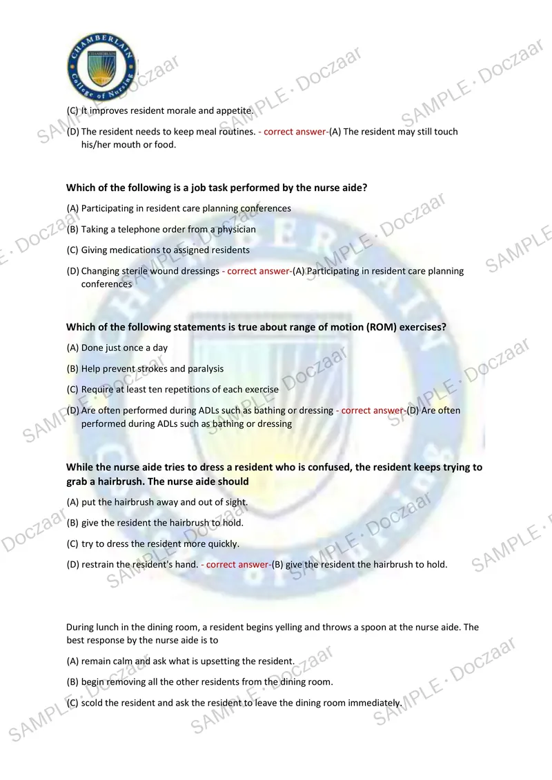 Preview page 5 of PROMETRIC CNA EXAM 2026/2027 | 350 HIGH-YIELD QUESTIONS & VERIFIED ANSWERS | LATEST TESTBANK | RECENT & MOST TESTED TOPI