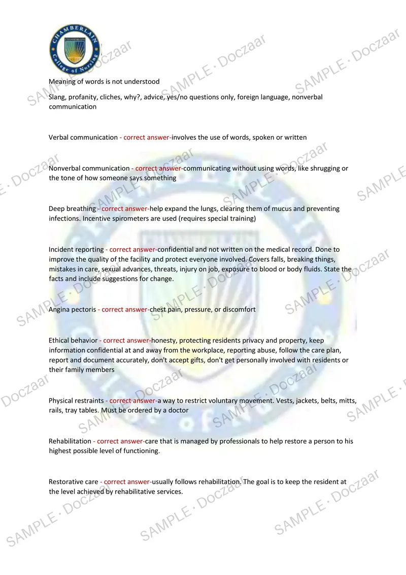 Preview page 65 of PROMETRIC CNA EXAM 2026/2027 | 350 HIGH-YIELD QUESTIONS & VERIFIED ANSWERS | LATEST TESTBANK | RECENT & MOST TESTED TOPI