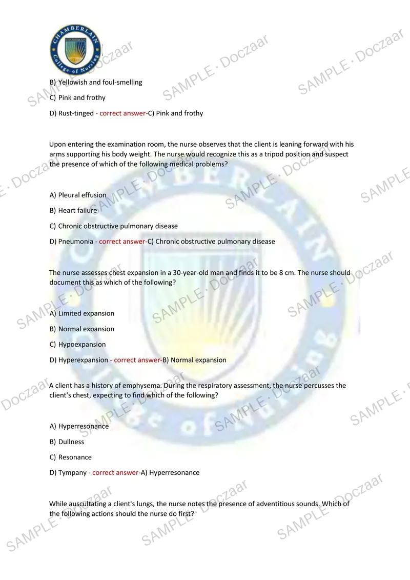 Preview page 23 of HEALTH ASSESSMENT EXAM 1 2026/2027 | 250 HIGH-YIELD QUESTIONS & VERIFIED ANSWERS | LATEST TESTBANK | RECENT & MOST TESTE