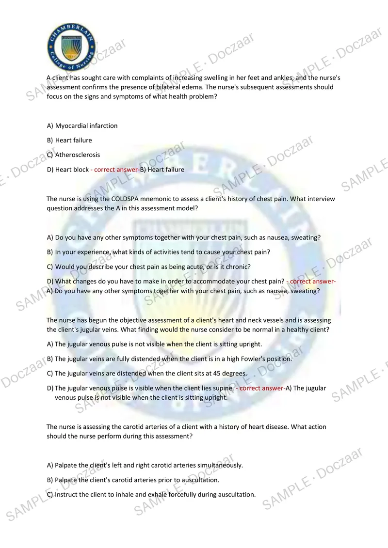 Preview page 32 of HEALTH ASSESSMENT EXAM 1 2026/2027 | 250 HIGH-YIELD QUESTIONS & VERIFIED ANSWERS | LATEST TESTBANK | RECENT & MOST TESTE