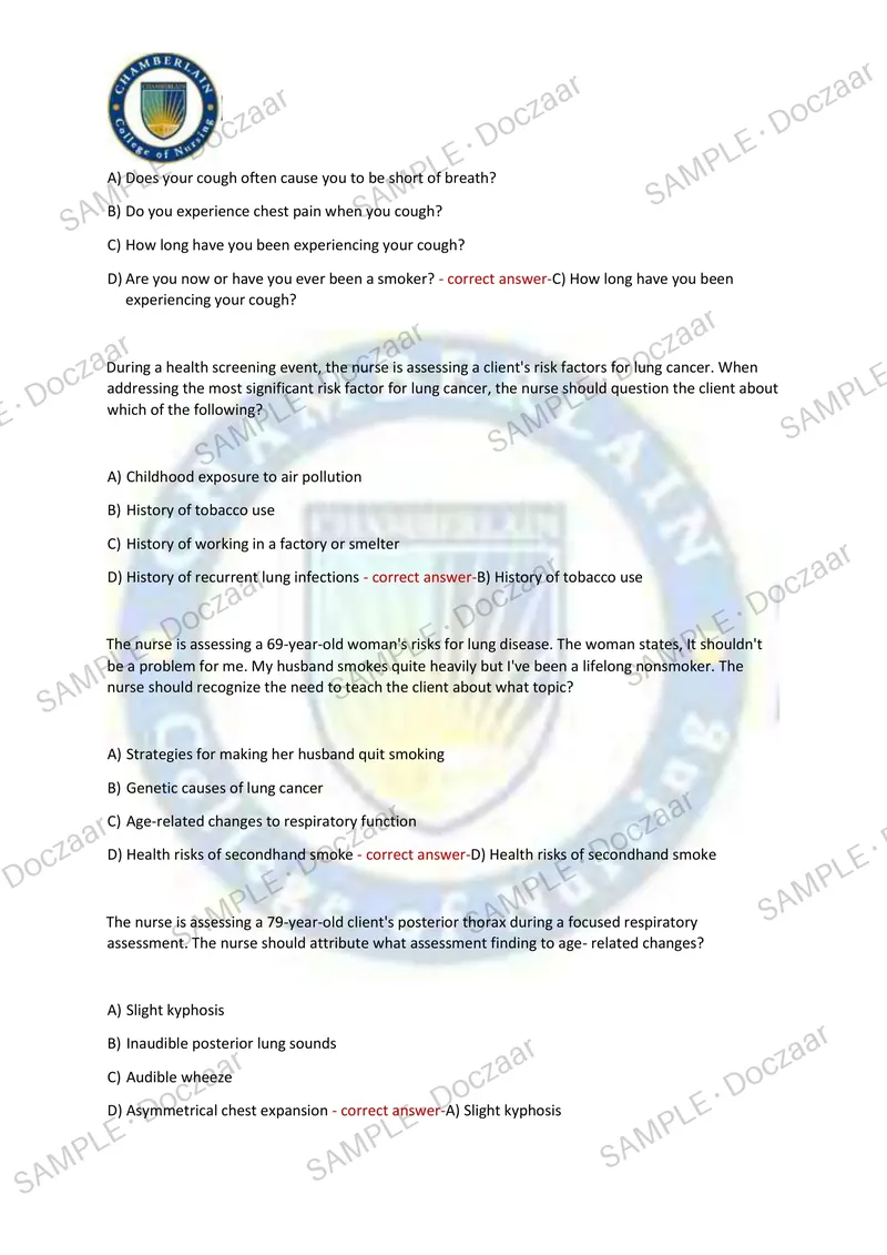 Preview page 24 of HEALTH ASSESSMENT EXAM 2 2026/2027 | 250 HIGH-YIELD QUESTIONS & VERIFIED ANSWERS | LATEST TESTBANK | RECENT & MOST TESTE