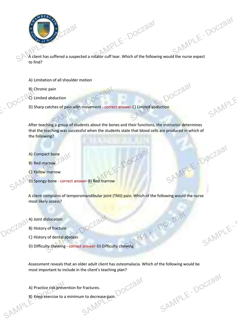 Preview page 52 of HEALTH ASSESSMENT EXAM 2 2026/2027 | 250 HIGH-YIELD QUESTIONS & VERIFIED ANSWERS | LATEST TESTBANK | RECENT & MOST TESTE