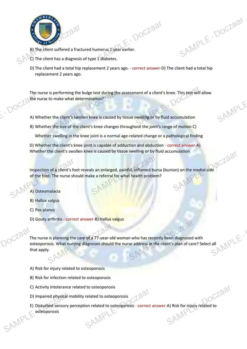 Preview page 59 of HEALTH ASSESSMENT EXAM 2 2026/2027 | 250 HIGH-YIELD QUESTIONS & VERIFIED ANSWERS | LATEST TESTBANK | RECENT & MOST TESTE