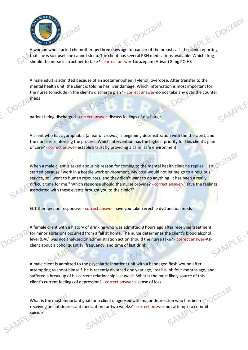 Preview page 43 of HESI MENTAL HEALTH EXAM 2026/2027 | 350 HIGH-YIELD QUESTIONS & VERIFIED ANSWERS | LATEST TESTBANK | RECENT & MOST TESTED