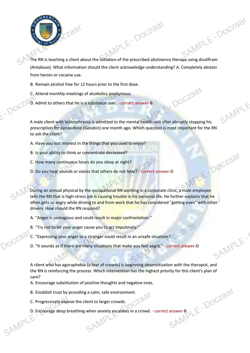 Preview page 6 of HESI MENTAL HEALTH EXAM 2026/2027 | 350 HIGH-YIELD QUESTIONS & VERIFIED ANSWERS | LATEST TESTBANK | RECENT & MOST TESTED