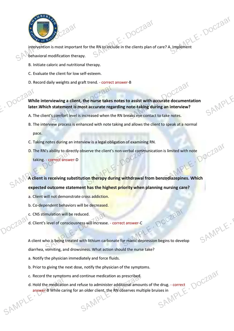 Preview page 11 of Preparing for the HESI Mental Health Exam 2026/2027? This comprehensive resource contains 160 practice questions with ve