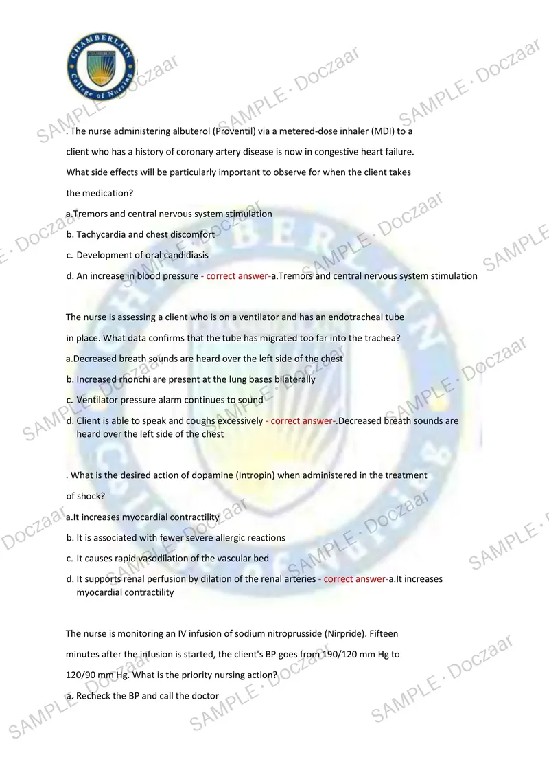 Preview page 7 of MED SURG PROCTORED EXAM 2026/2027 | 80 HIGH-YIELD QUESTIONS & VERIFIED ANSWERS | LATEST TEST PREP | RECENT & MOST TESTED