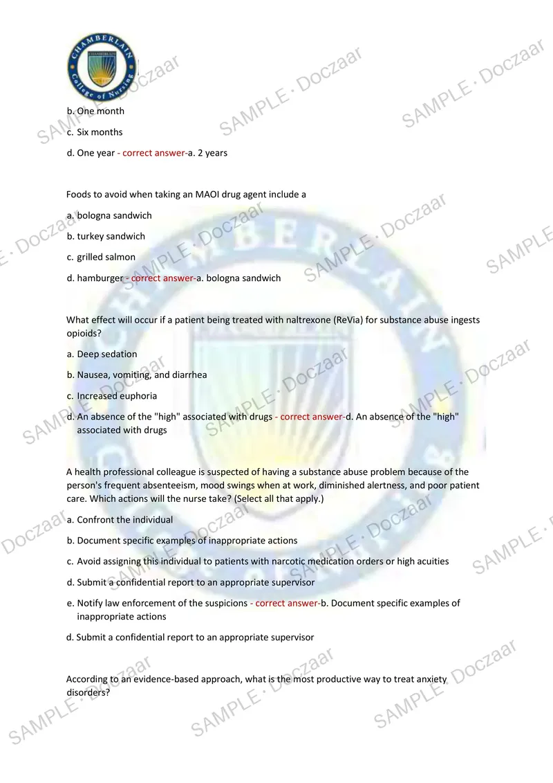 Preview page 25 of PN MENTAL HEALTH MIDTERM EXAM 2026/2027 | 150 HIGH-YIELD QUESTIONS & VERIFIED ANSWERS | LATEST TEST PREP | RECENT & MOST