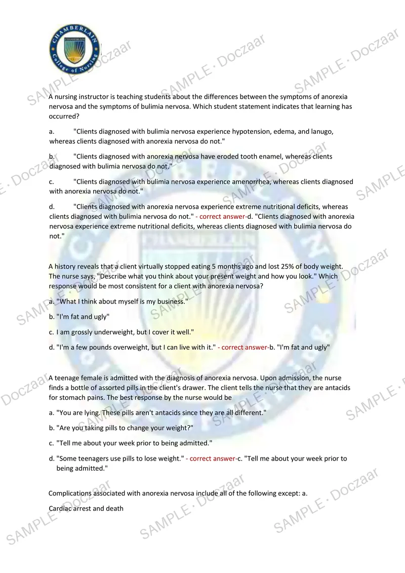 Preview page 14 of PN MENTAL HEALTH FINAL EXAM 2026/2027 | 150 HIGH-YIELD QUESTIONS & VERIFIED ANSWERS | LATEST TEST PREP | RECENT & MOST T