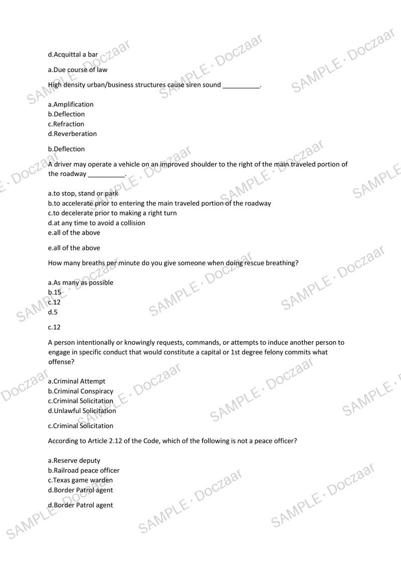 Preview page 19 of TCOLE EXAM 2026/2027 | 200 HIGH-YIELD QUESTIONS & VERIFIED ANSWERS | LATEST TESTBANK | RECENT & MOST TESTED TOPICS | A+