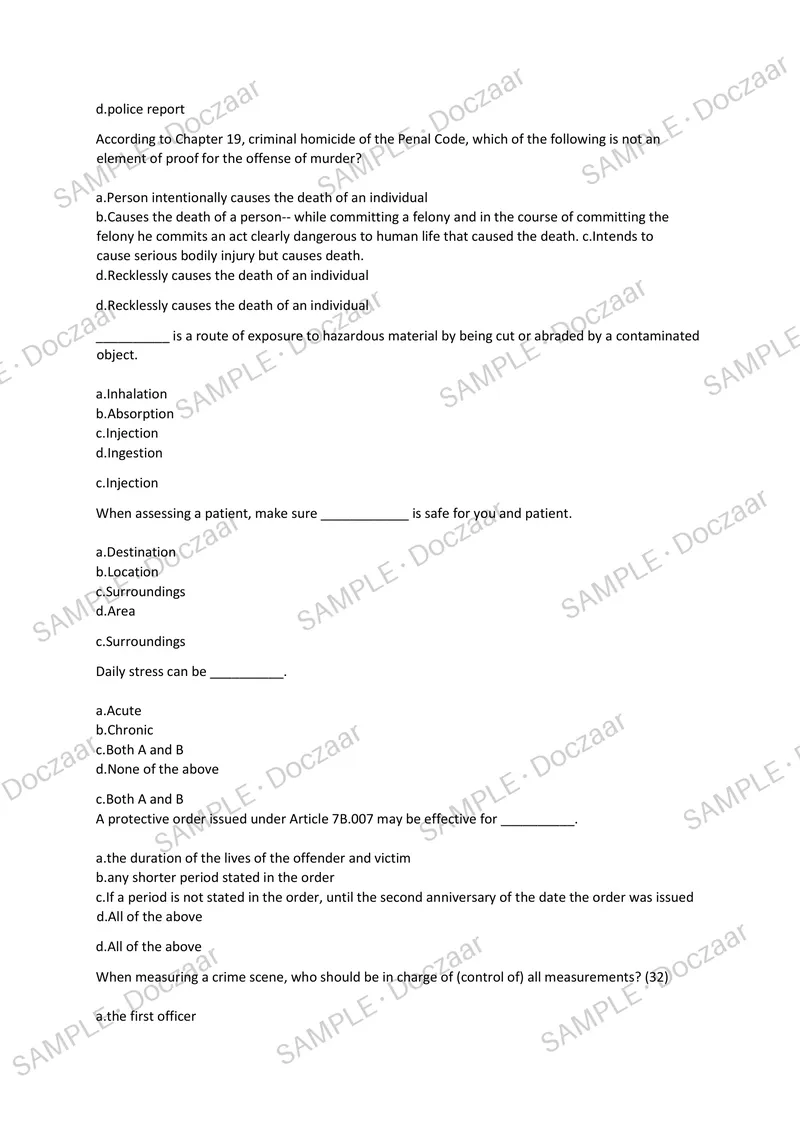 Preview page 30 of TCOLE EXAM 2026/2027 | 200 HIGH-YIELD QUESTIONS & VERIFIED ANSWERS | LATEST TESTBANK | RECENT & MOST TESTED TOPICS | A+