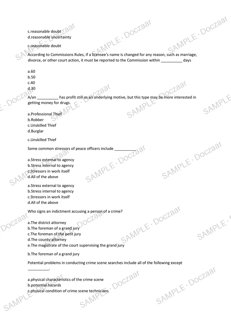 Preview page 33 of TCOLE EXAM 2026/2027 | 200 HIGH-YIELD QUESTIONS & VERIFIED ANSWERS | LATEST TESTBANK | RECENT & MOST TESTED TOPICS | A+