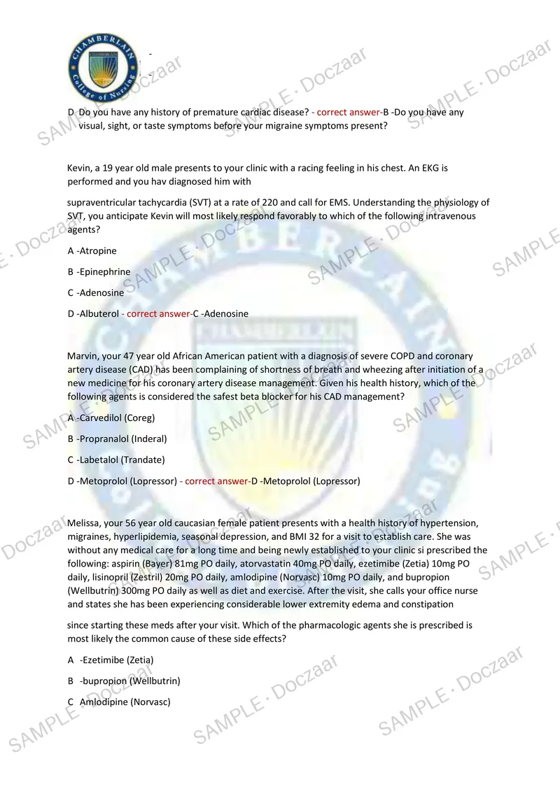 Preview page 36 of NR 511 CEA EXAM 2026/2027 | 150 HIGH-YIELD QUESTIONS & VERIFIED ANSWERS | LATEST TEST PREP | RECENT & MOST TESTED TOPICS